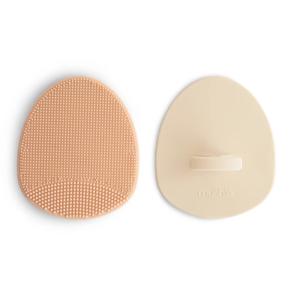 Mushie Cradle Cap Brush-2 pack Blush/Shifting Sand