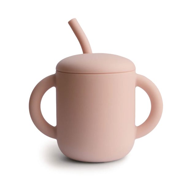 Mushie Silicone Training Cup + Straw Blush