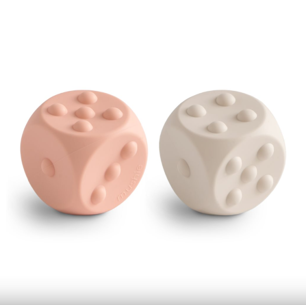Mushie Dice Press Toy (set of 2) Blush/Shifting Sand