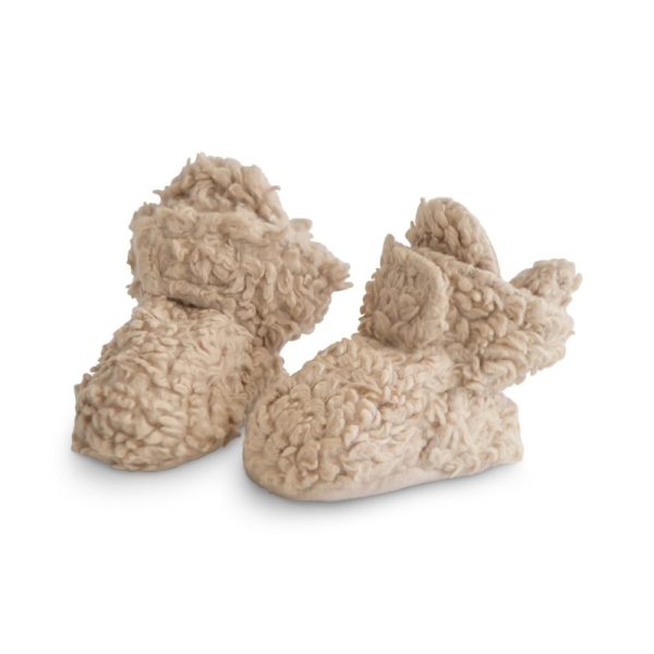 Mushie Cozy Baby Booties (Oatmeal, 3-6 Months)