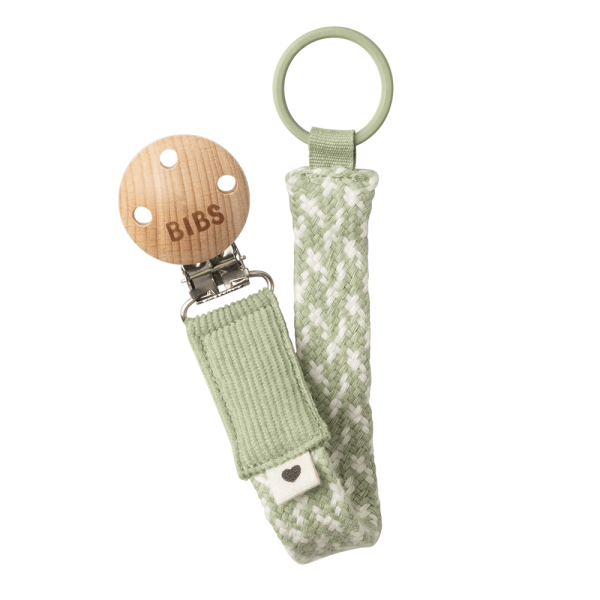 BIBS 9401104 Pacifier Clip Braided Sage/Ivory