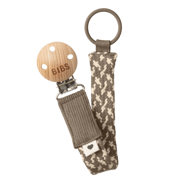 BIBS 9401106 Pacifier Clip Braided Dark Oak