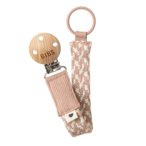 BIBS 9401107 Pacifier Clip Braided Blush/Ivory