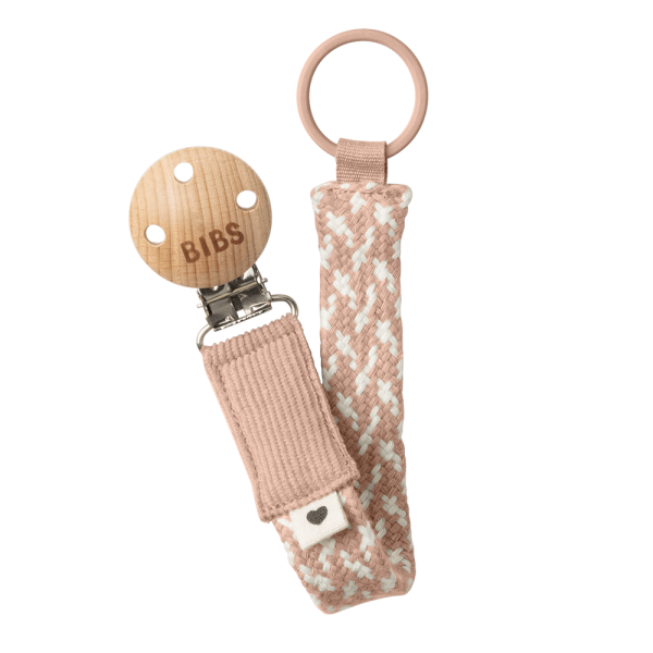 BIBS 9401107 Pacifier Clip Braided Blush/Ivory