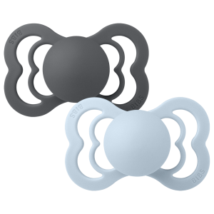 BIBS Supreme 160338 Silicone Size 1 Iron/Baby Blue