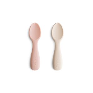 Mushie Toddler Starter Spoons-2 Pack Blush/Shifting Sand