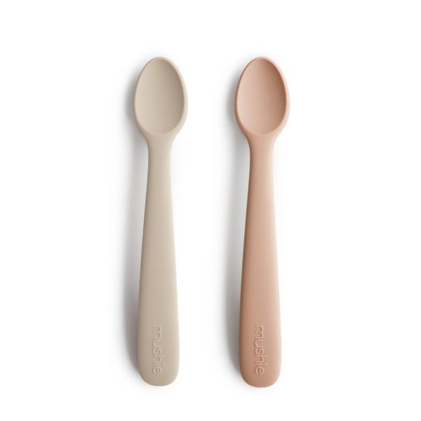 Mushie Silicone Feeding Spoons 2-Pack Blush/Shifting Sand