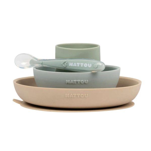 SILICON.Silicone Children Tableware Set of 4 Pieces (Sand)