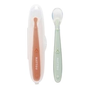 Silicone. Children Spoon Set of 2 Pieces with Case