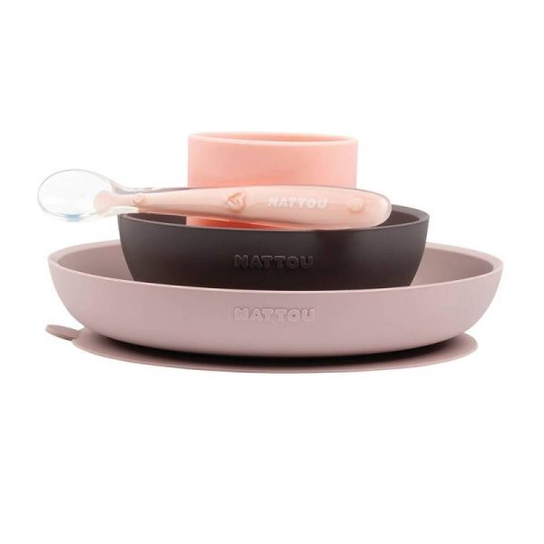 #SILICON. Dinner Set 4 pieces pink/eggplant