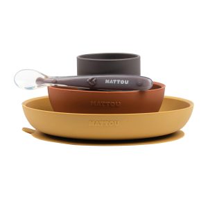 SILICON. 4 piece dinner set (ochre-terracotta)